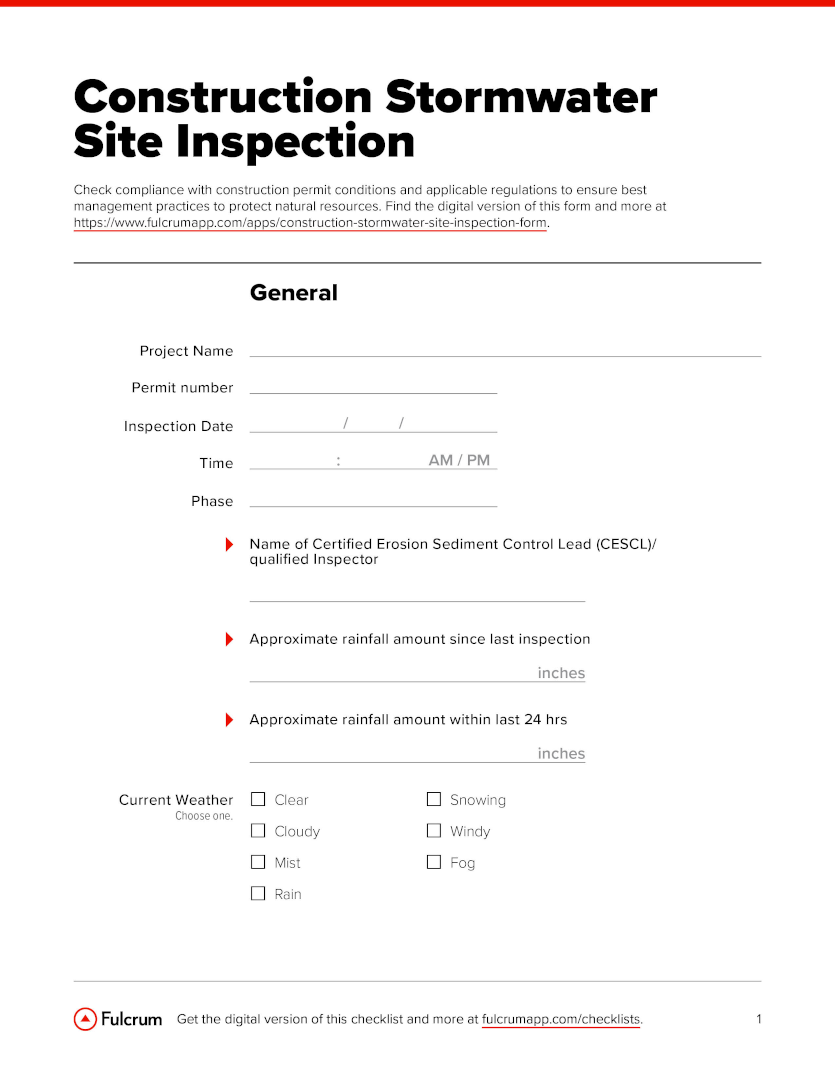 SWPPP Checklist Fulcrum