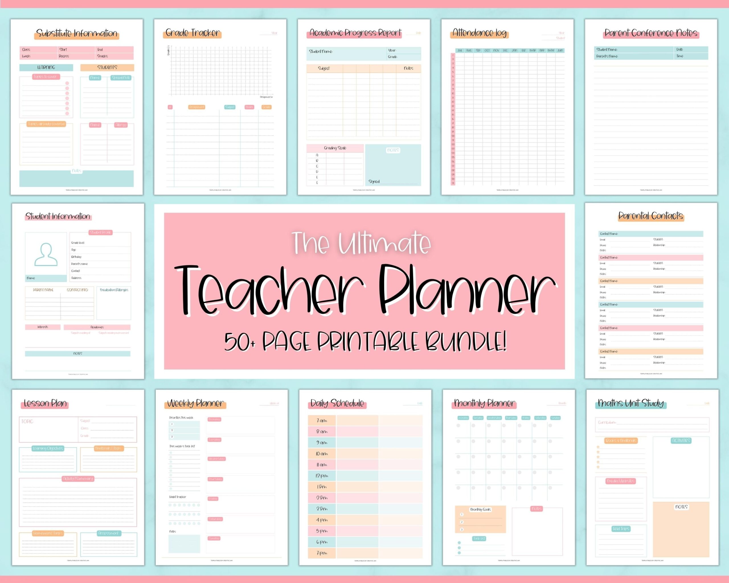 Free Printable Teacher Planner Template