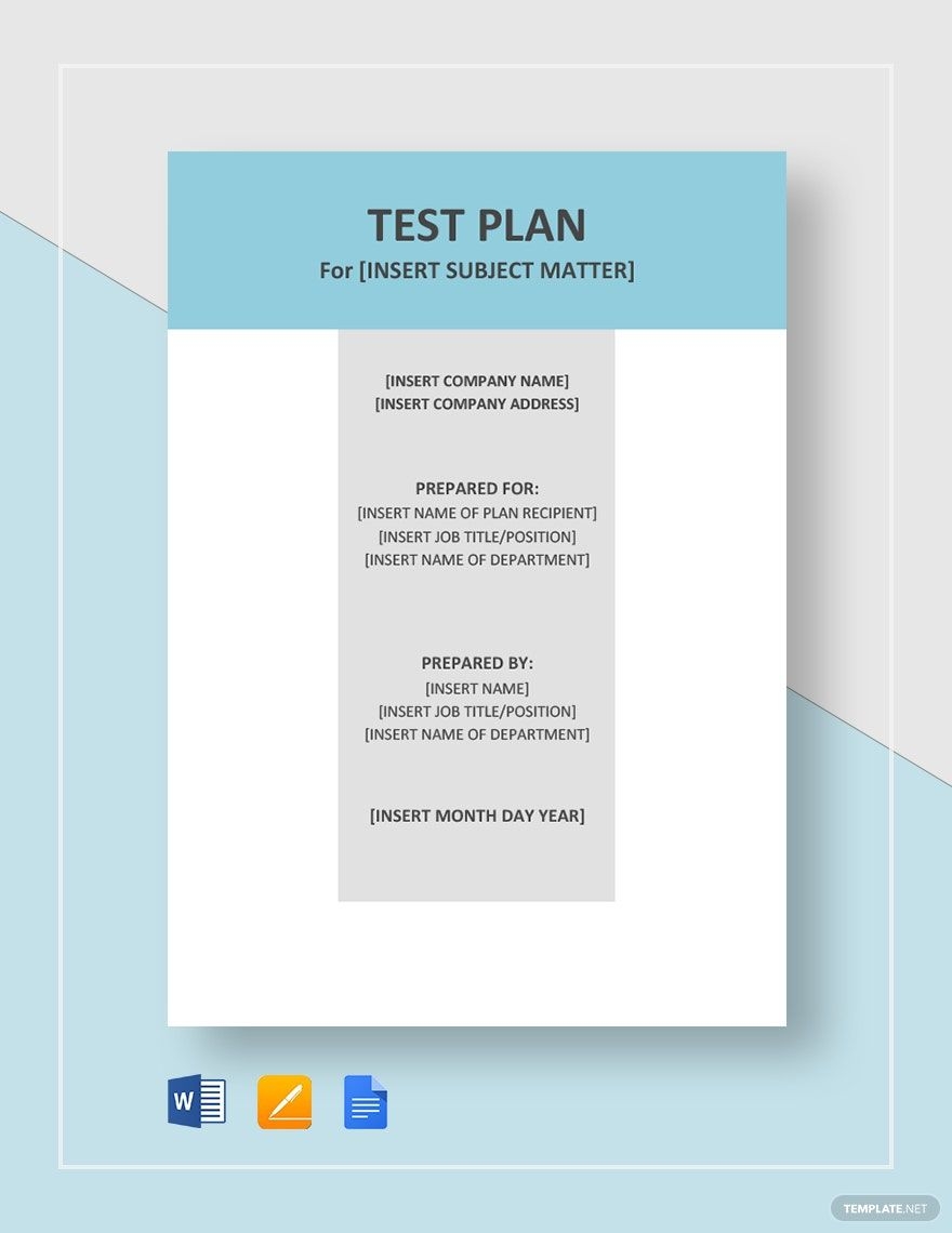 Test Plan Template In Word Google Docs Download Template