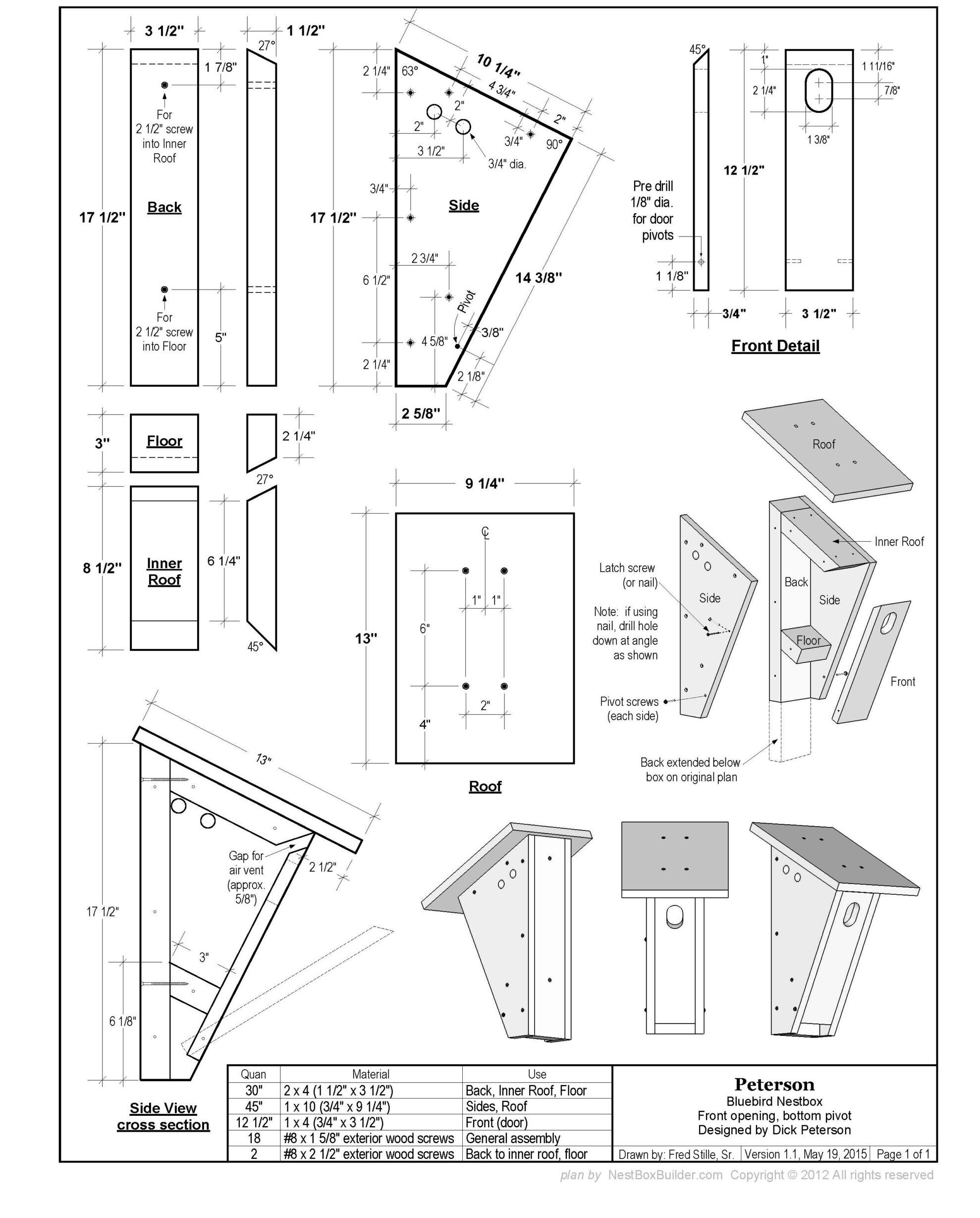Printable Free Printable Bluebird House Plans