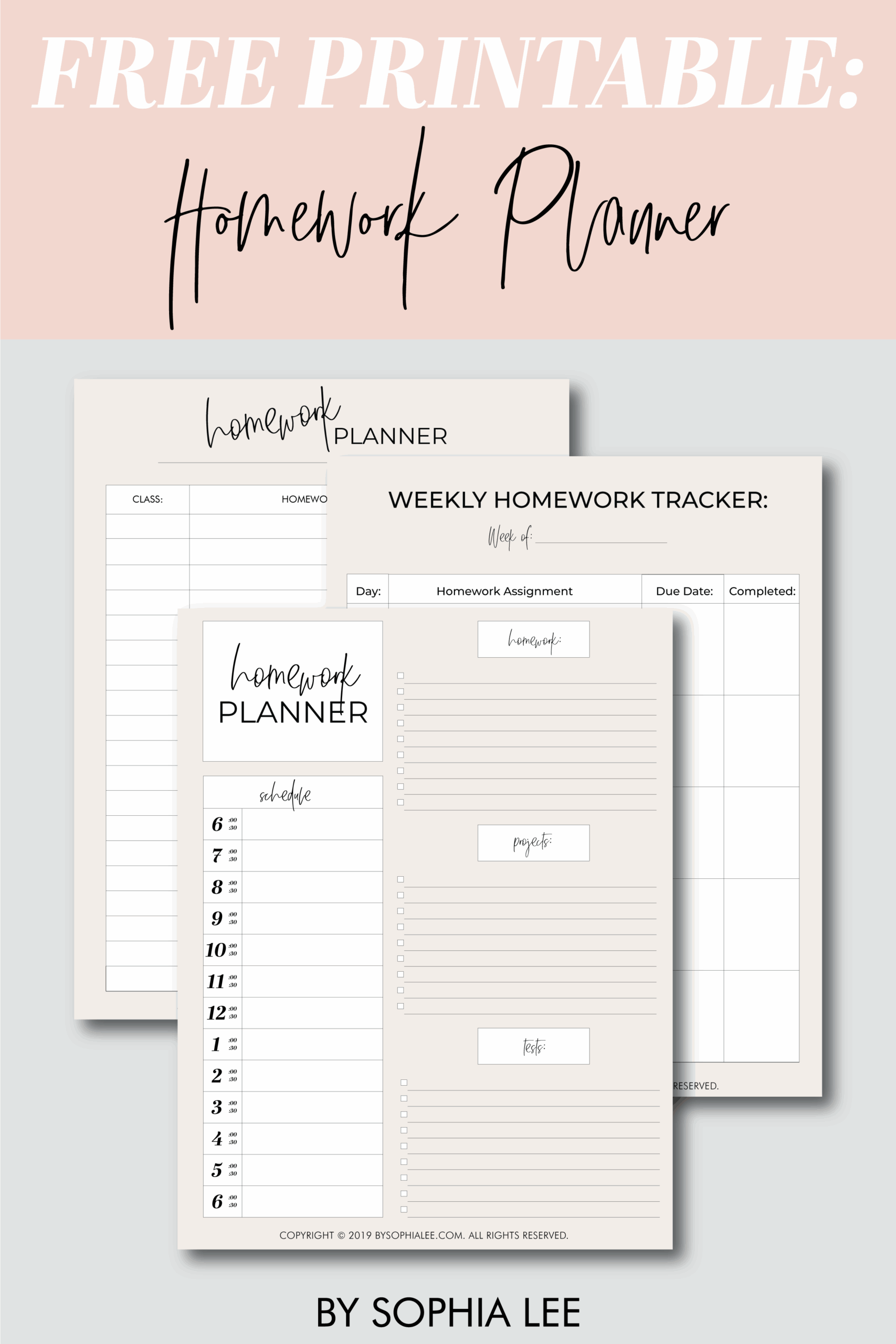 Free Printable Homework Planner Template