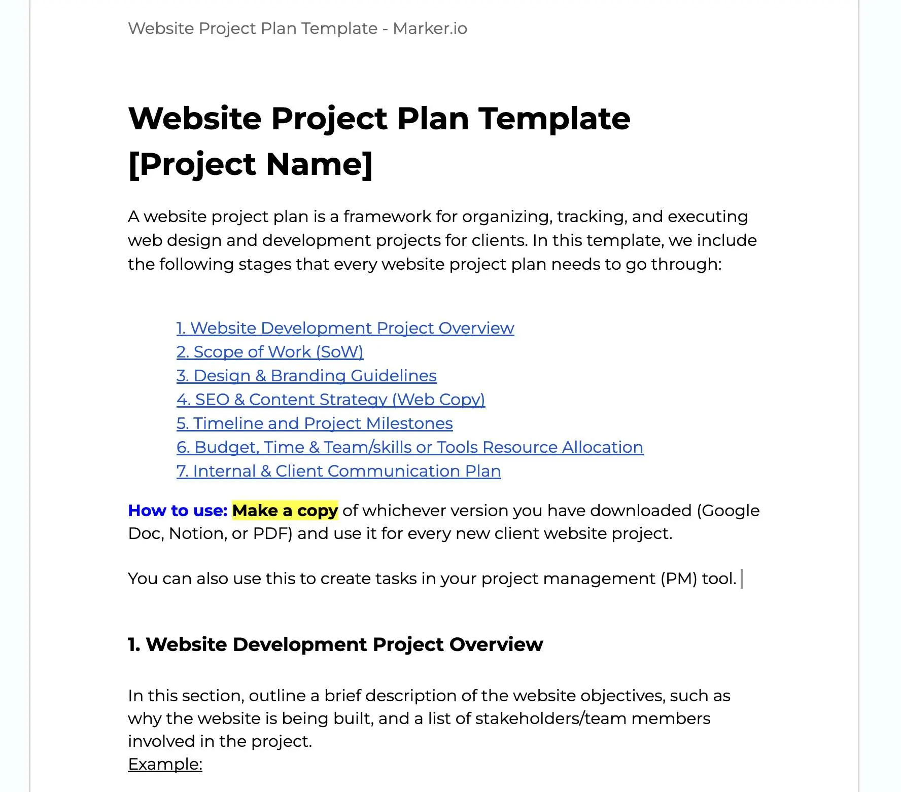 The Ultimate Website Project Plan Template