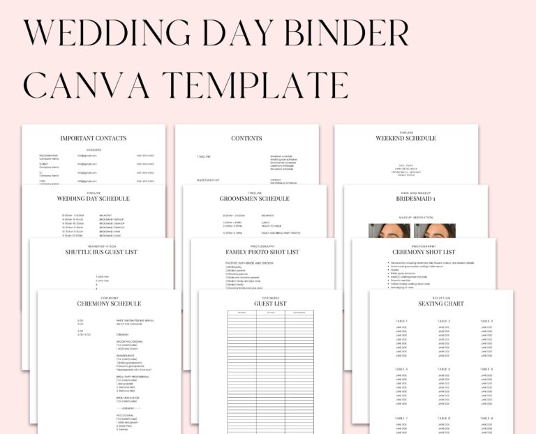 The Ultimate Wedding Day Binder Canva Template old Version