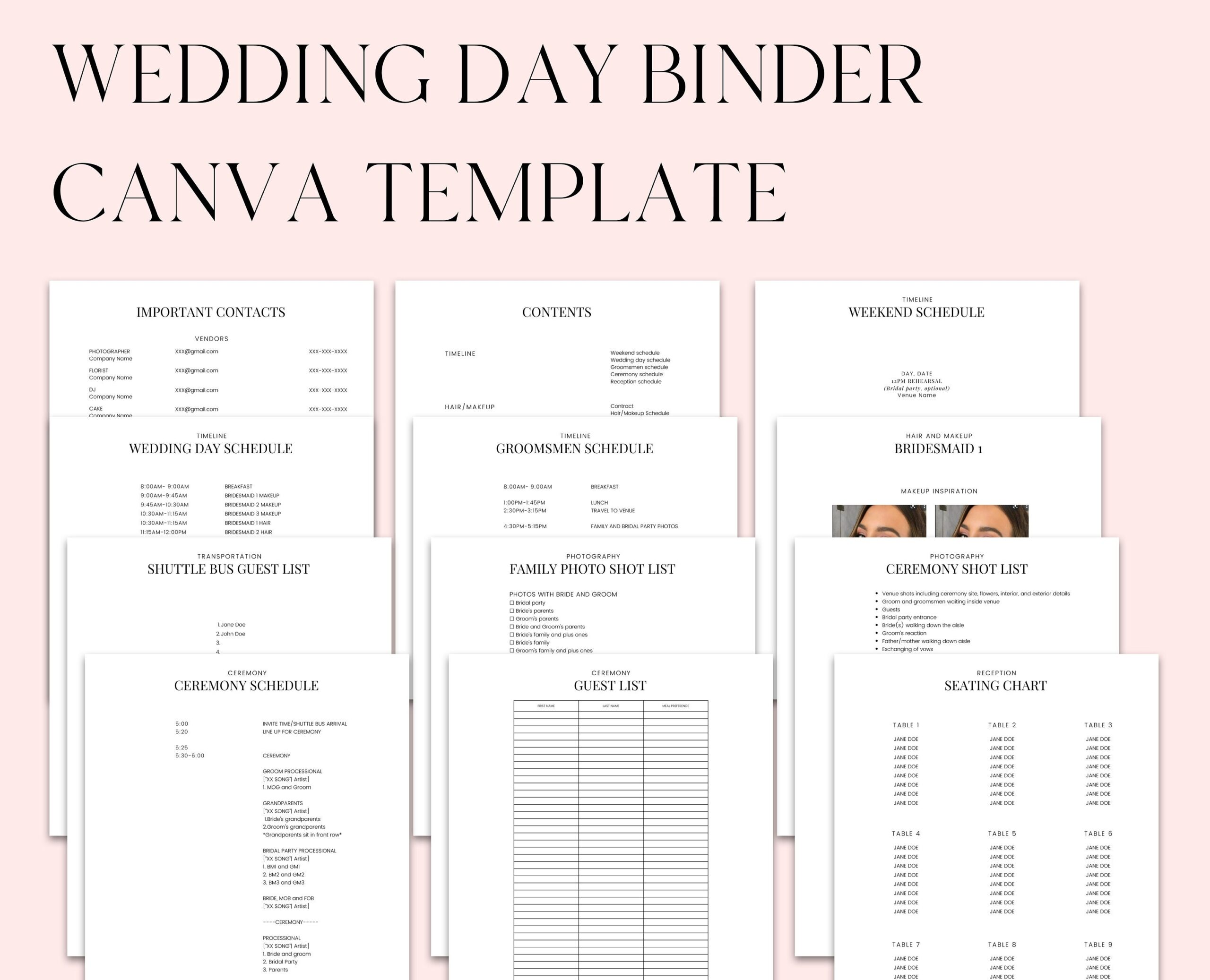 The Ultimate Wedding Day Binder Canva Template old Version 