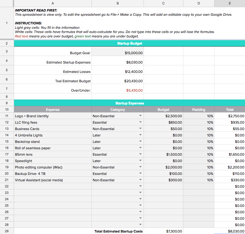 This Is The Best Budget Template For New Business Owners Gusto