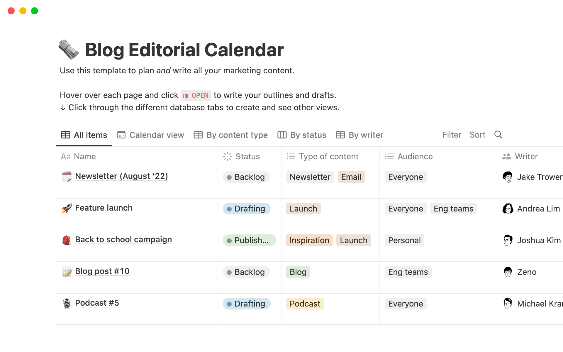 Content Planning Notion Template