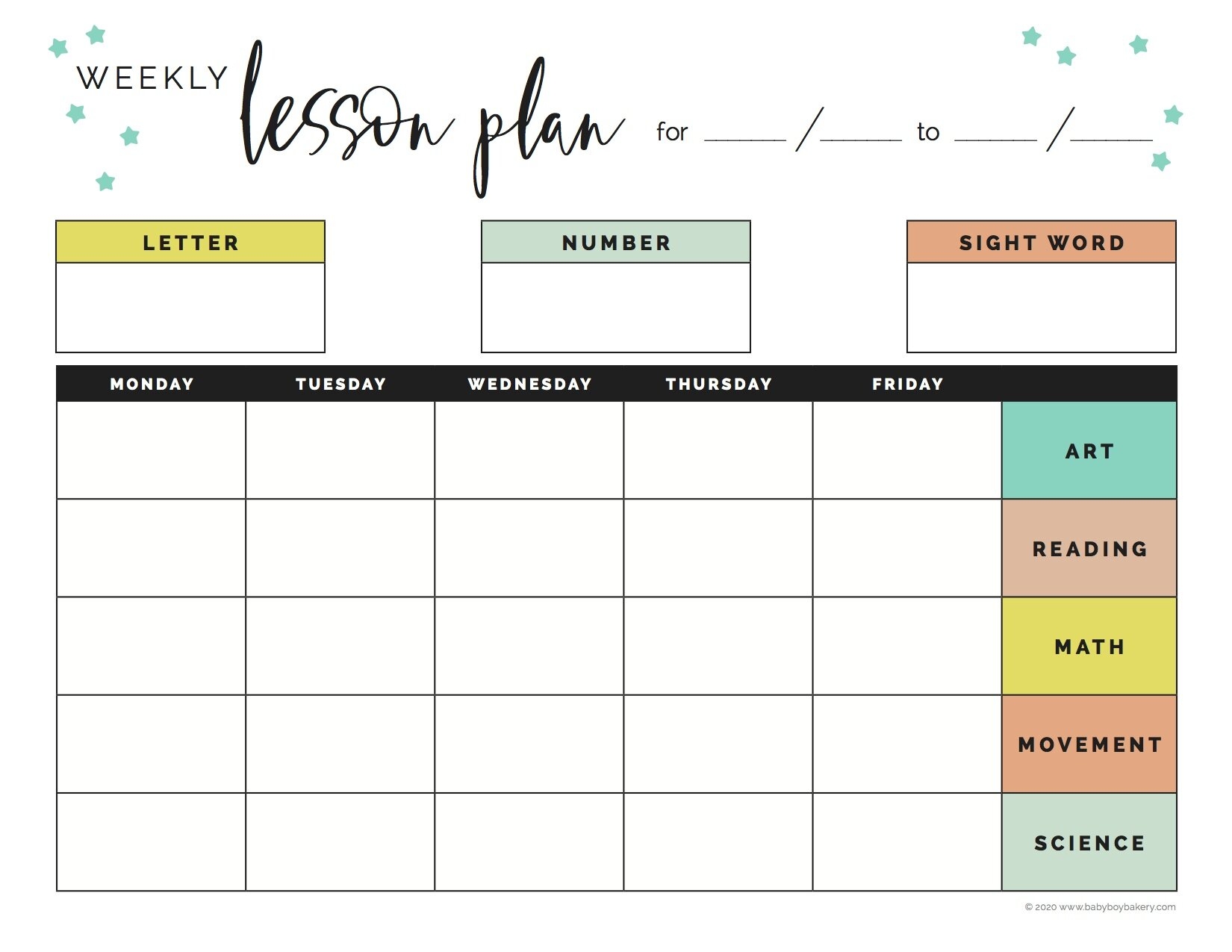 Preschool Lesson Plan Template Free