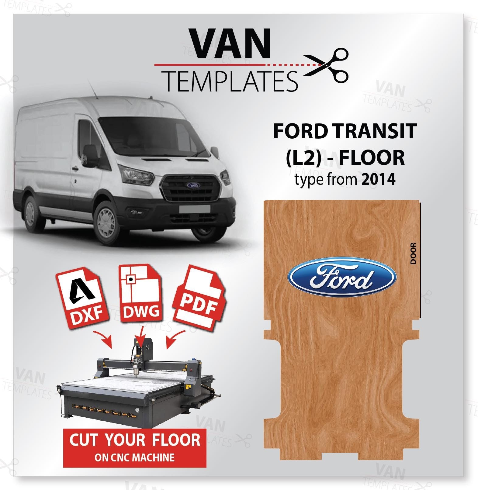 Transit DXF FLOOR Template L2 mwb Year Of Manufacture 2014 Ply Lining Floor CNC Ford Van Plywood