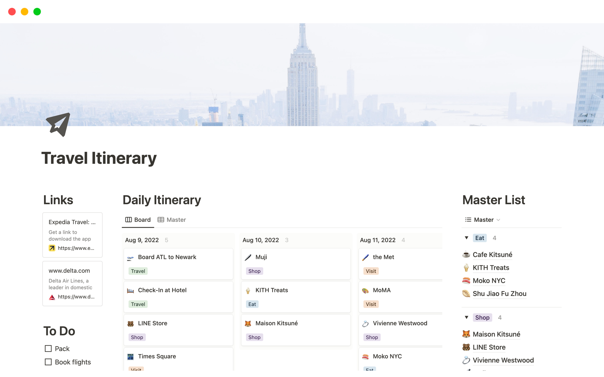 Travel Itinerary