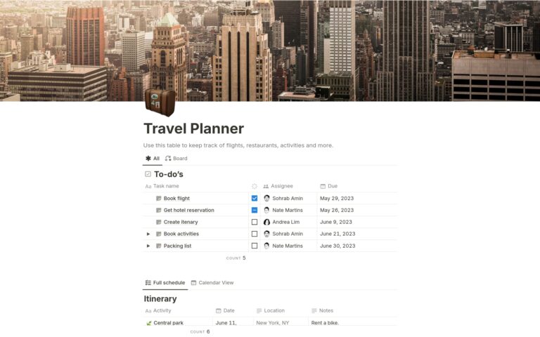 Travel Planner Template By Notion Notion Marketplace