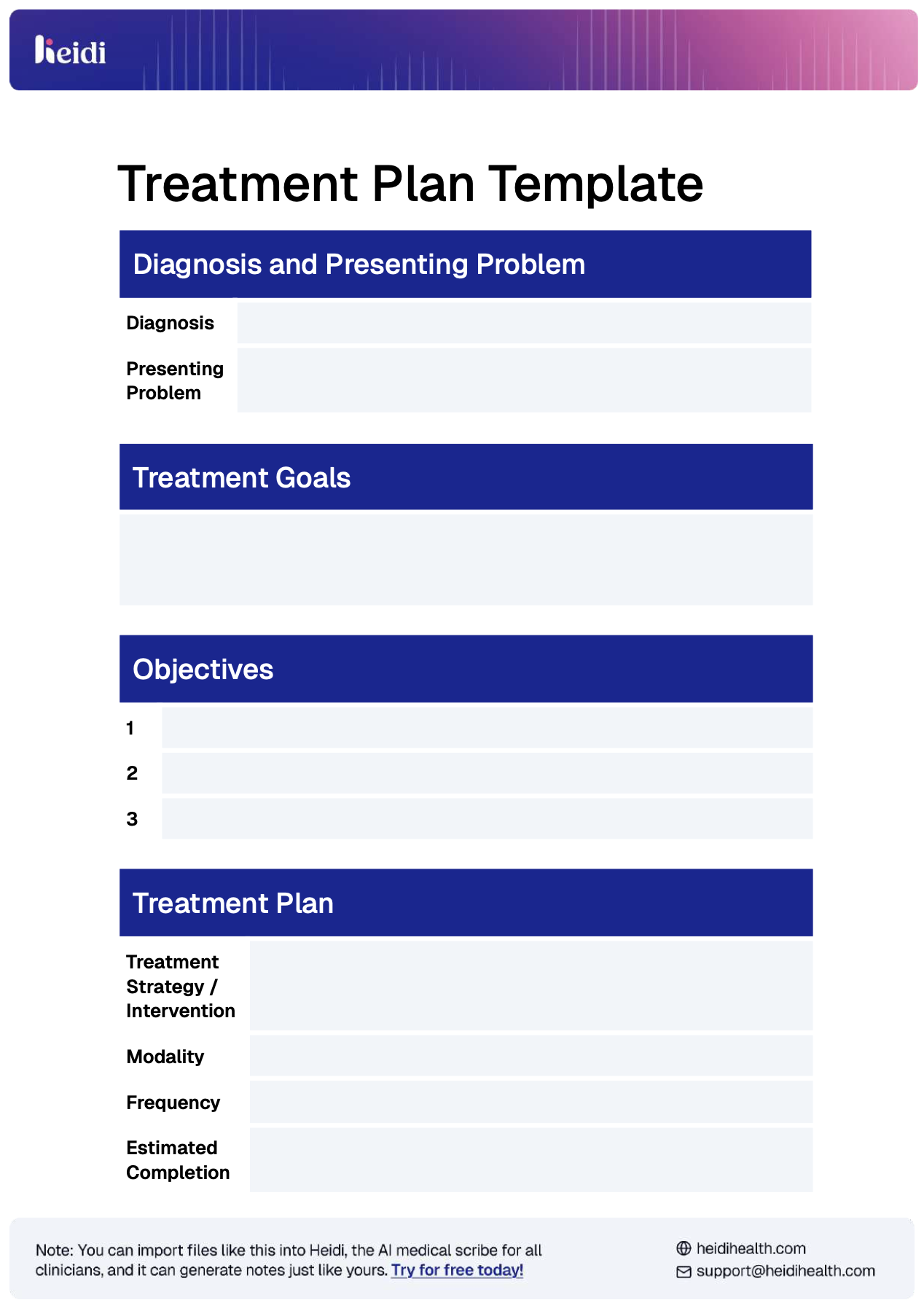 Therapy Plan Template