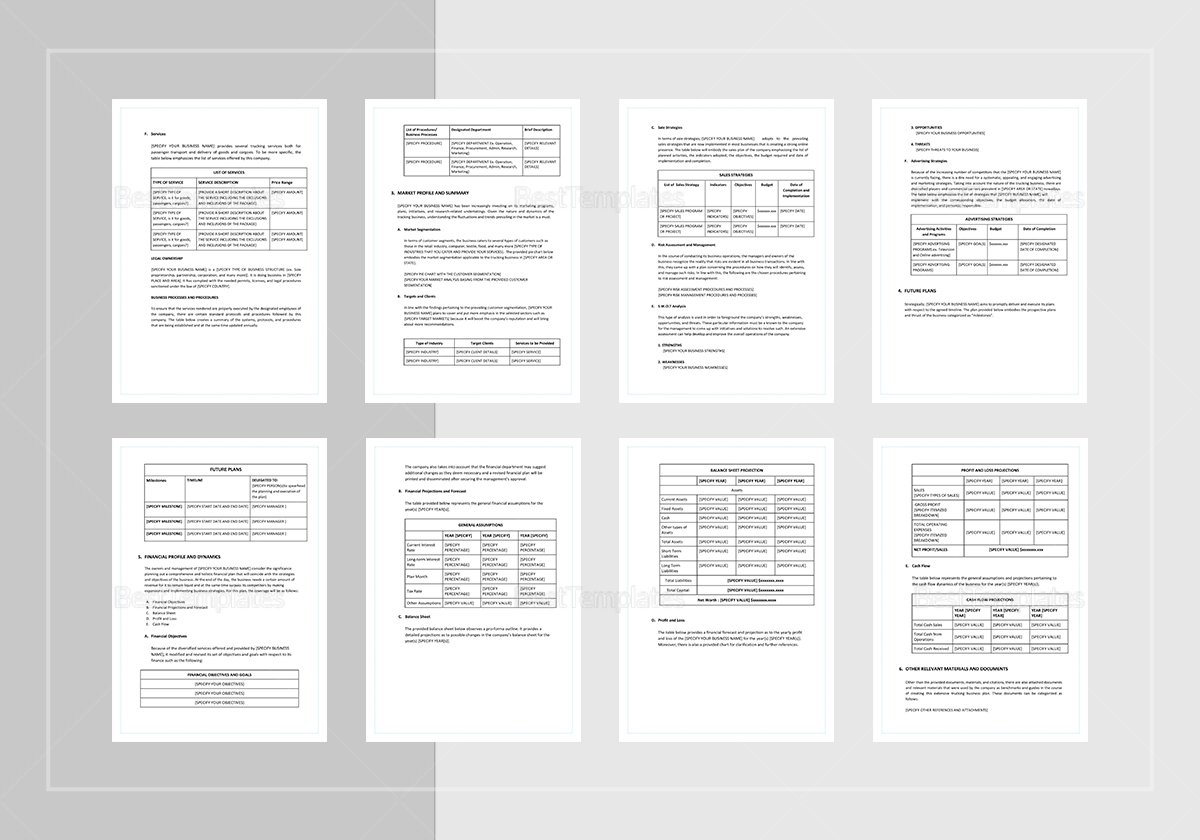 Trucking Business Plan Template In Word Google Docs Apple Pages