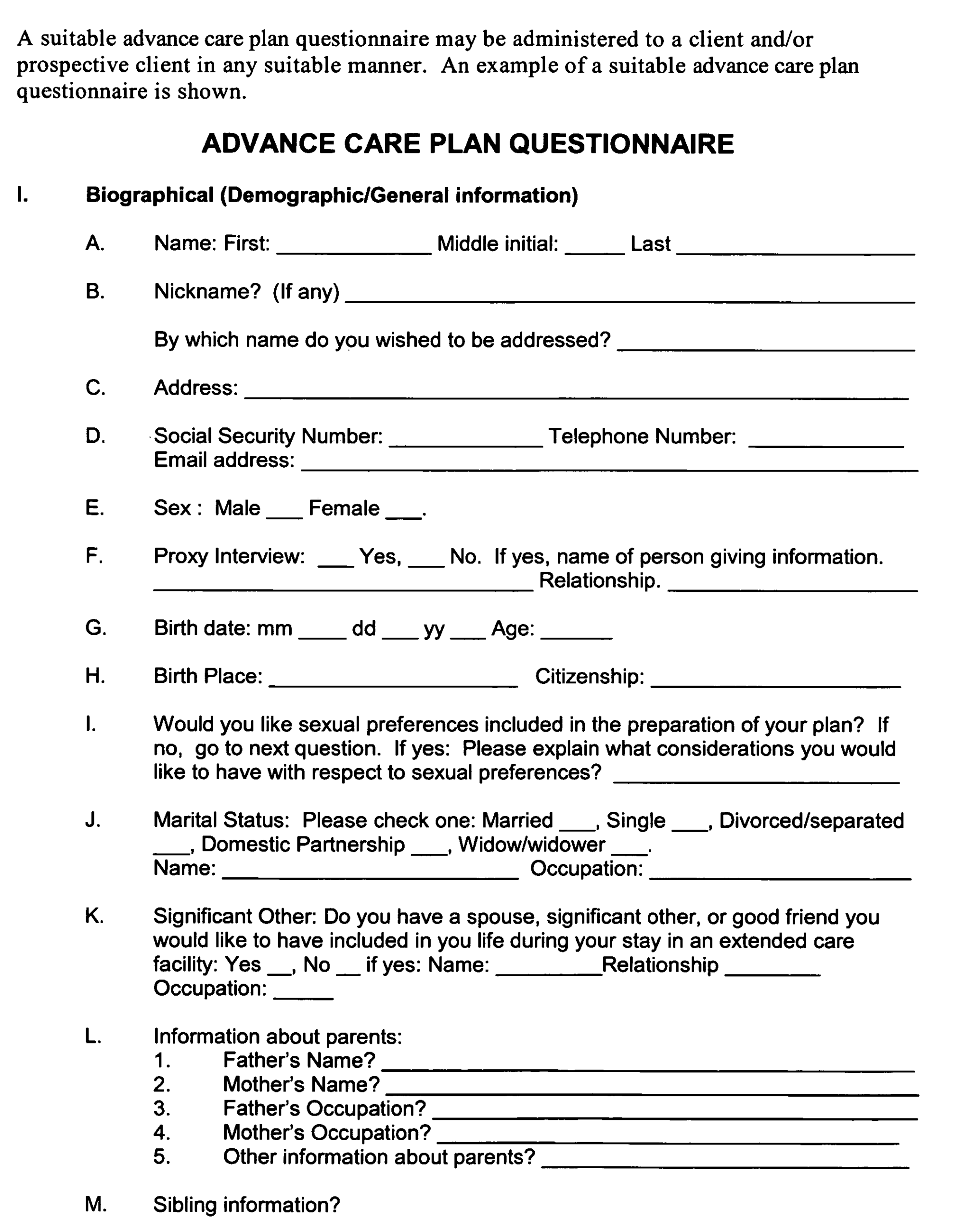 US20050202383A1 Advance Care Plan Google Patents
