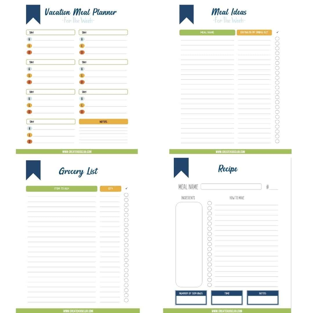 Vacation Meal Planning Template Create Kids Club