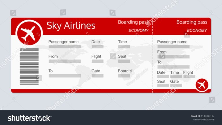 Vektor Stok Plane Ticket Template Airplane Flight Ticket Tanpa Royalti 1138303187 Shutterstock