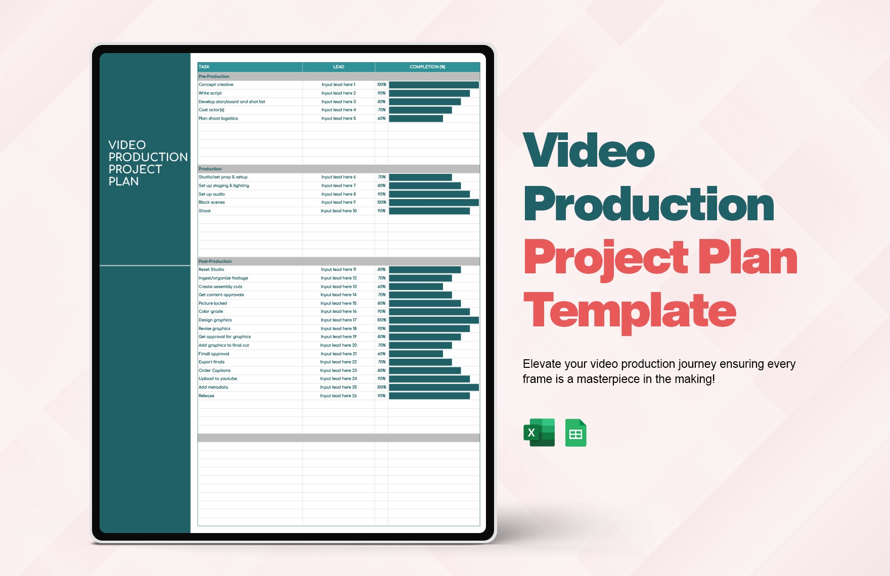 Video Production Project Plan Template In Excel Google Sheets Download Template
