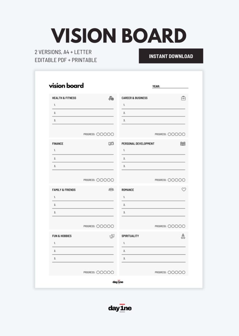 Vision Board Template Vision Board Planner Vision Board Guide 
