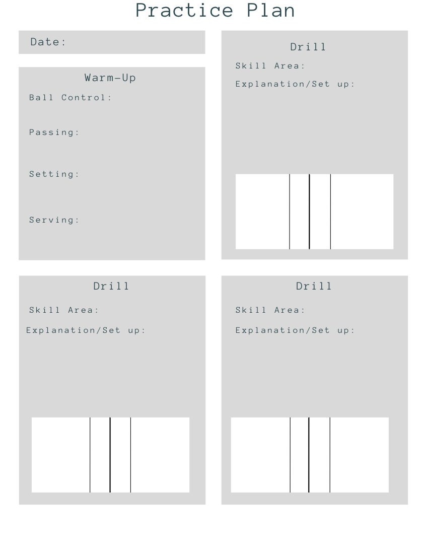 Volleyball Practice Plan Templates Downloadable Etsy