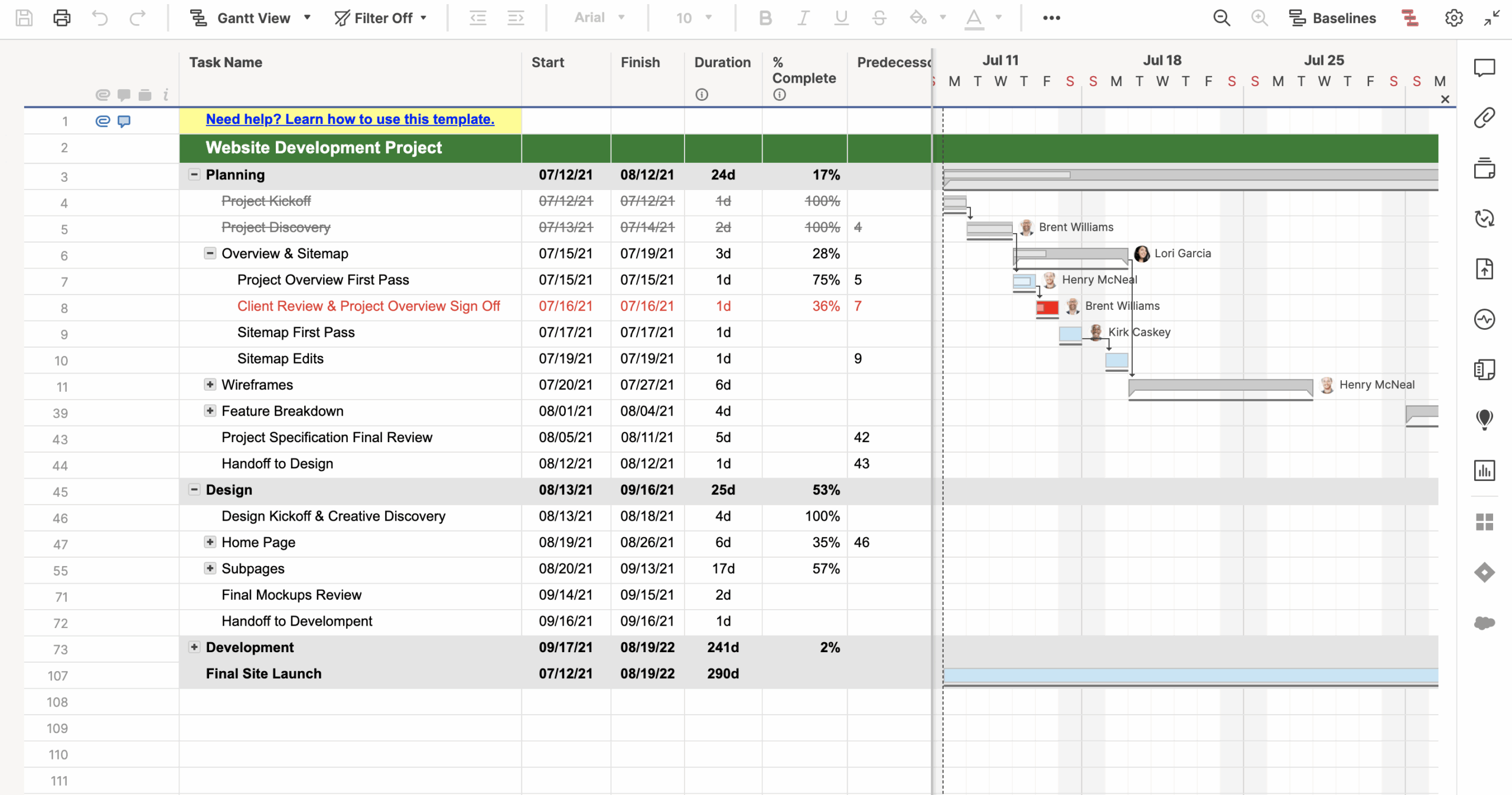 Website Development Project Plan Template