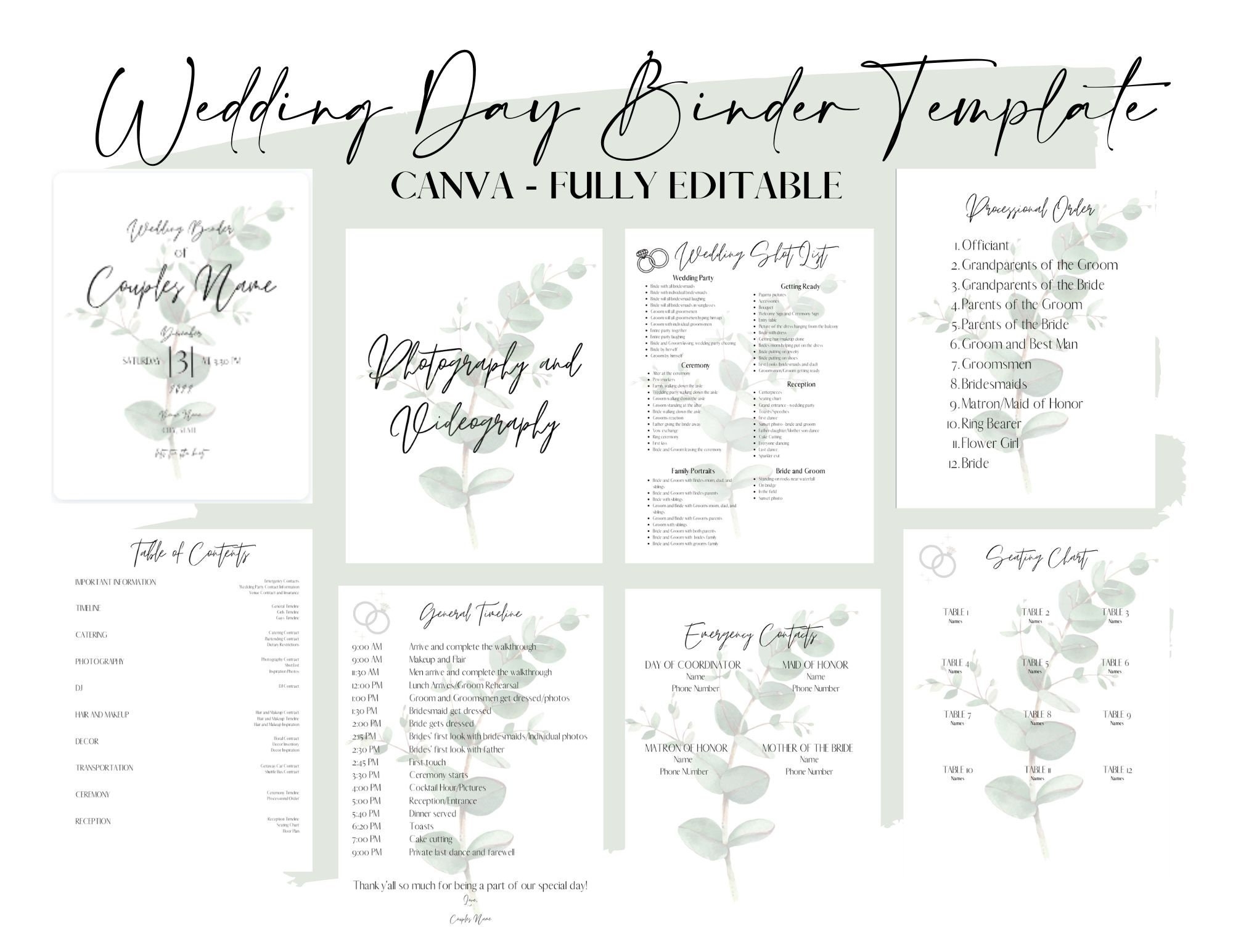 Wedding Day Binder Template Wedding Binder Day Of Coordinator 