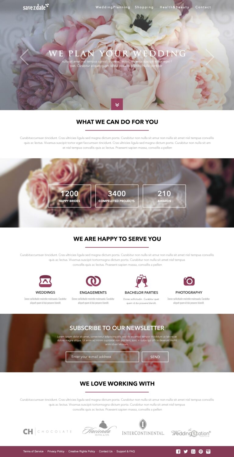 Wedding Planner Free Website Template Behance