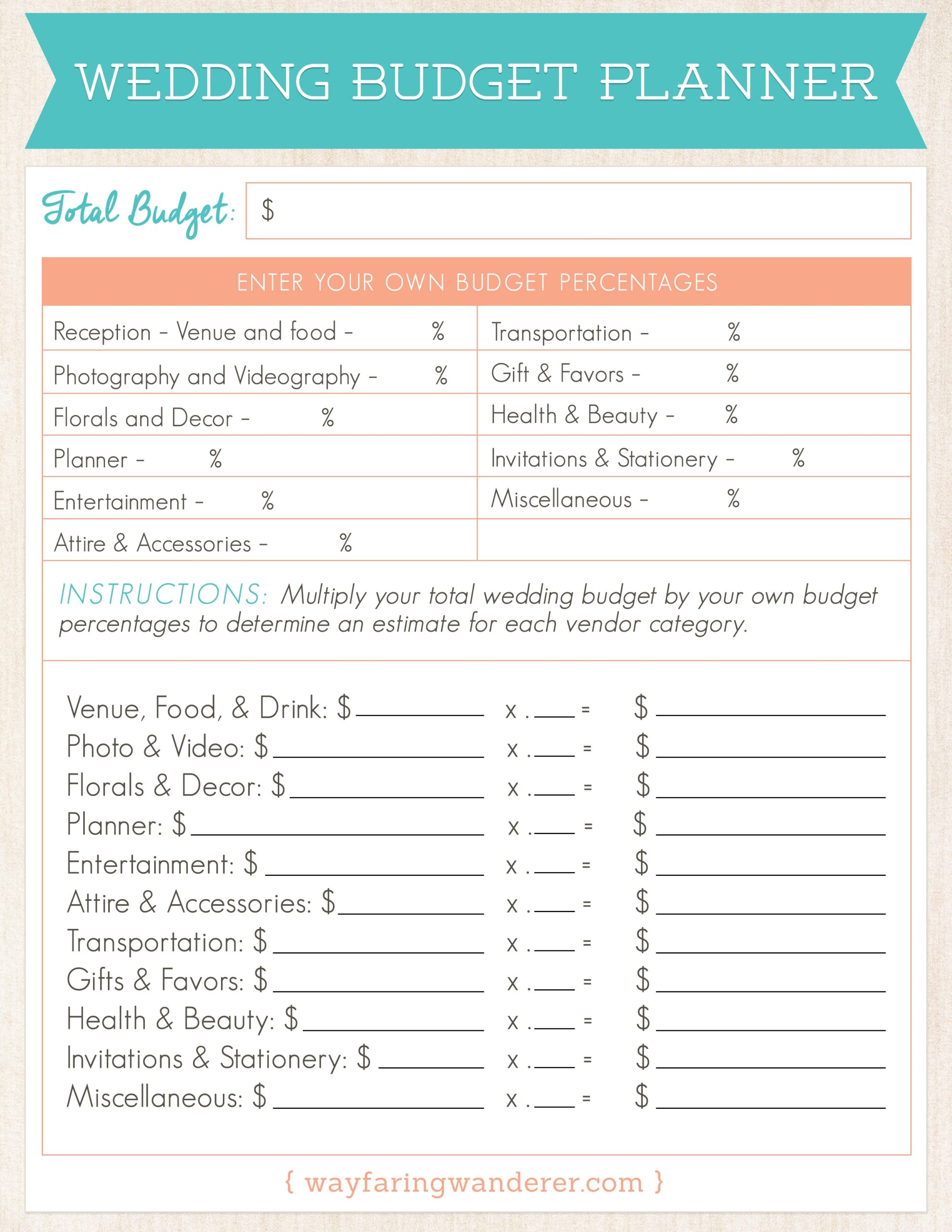 Budget Template For Wedding Planning