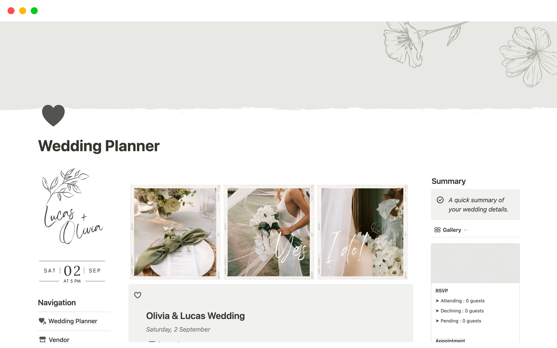 Wedding Planning Kit Template By Elizabeth Notion Marketplace