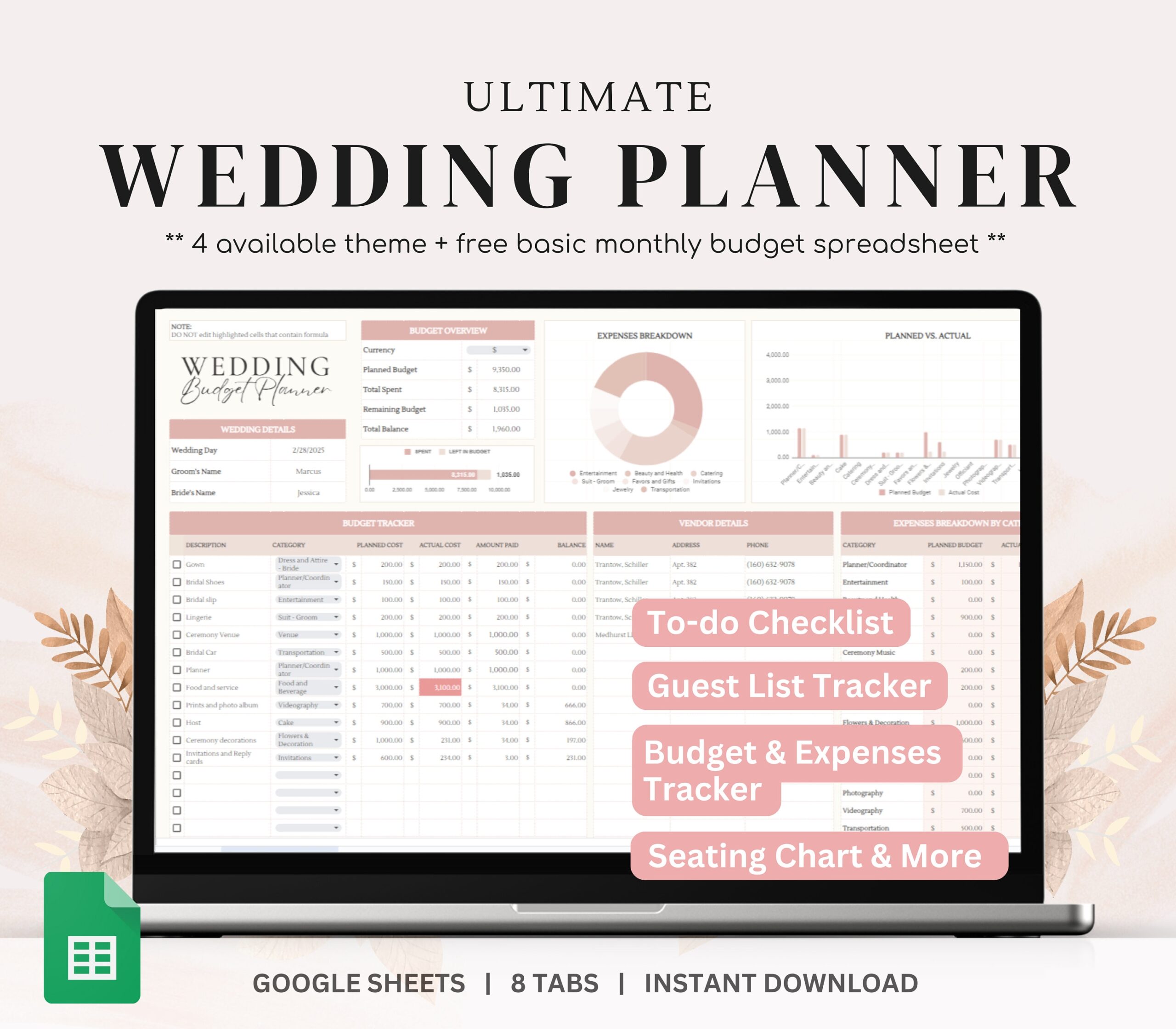 Wedding Planning Templates Etsy