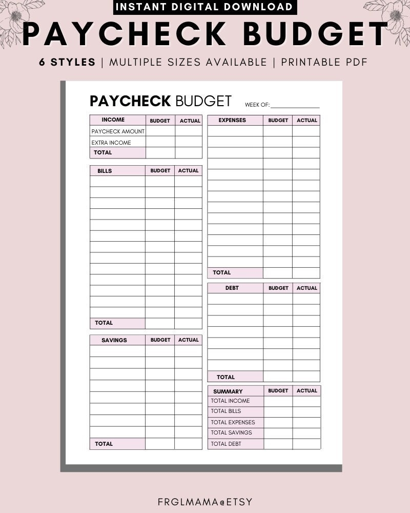 Budget Planner Template Weekly