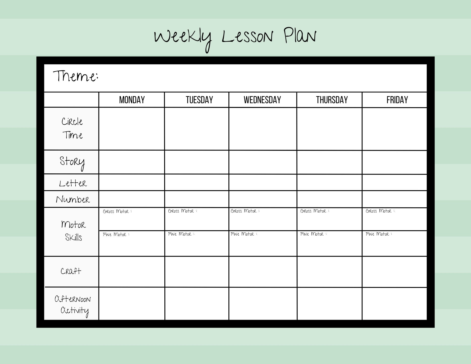 Free Printable Preschool Lesson Plan Forms
