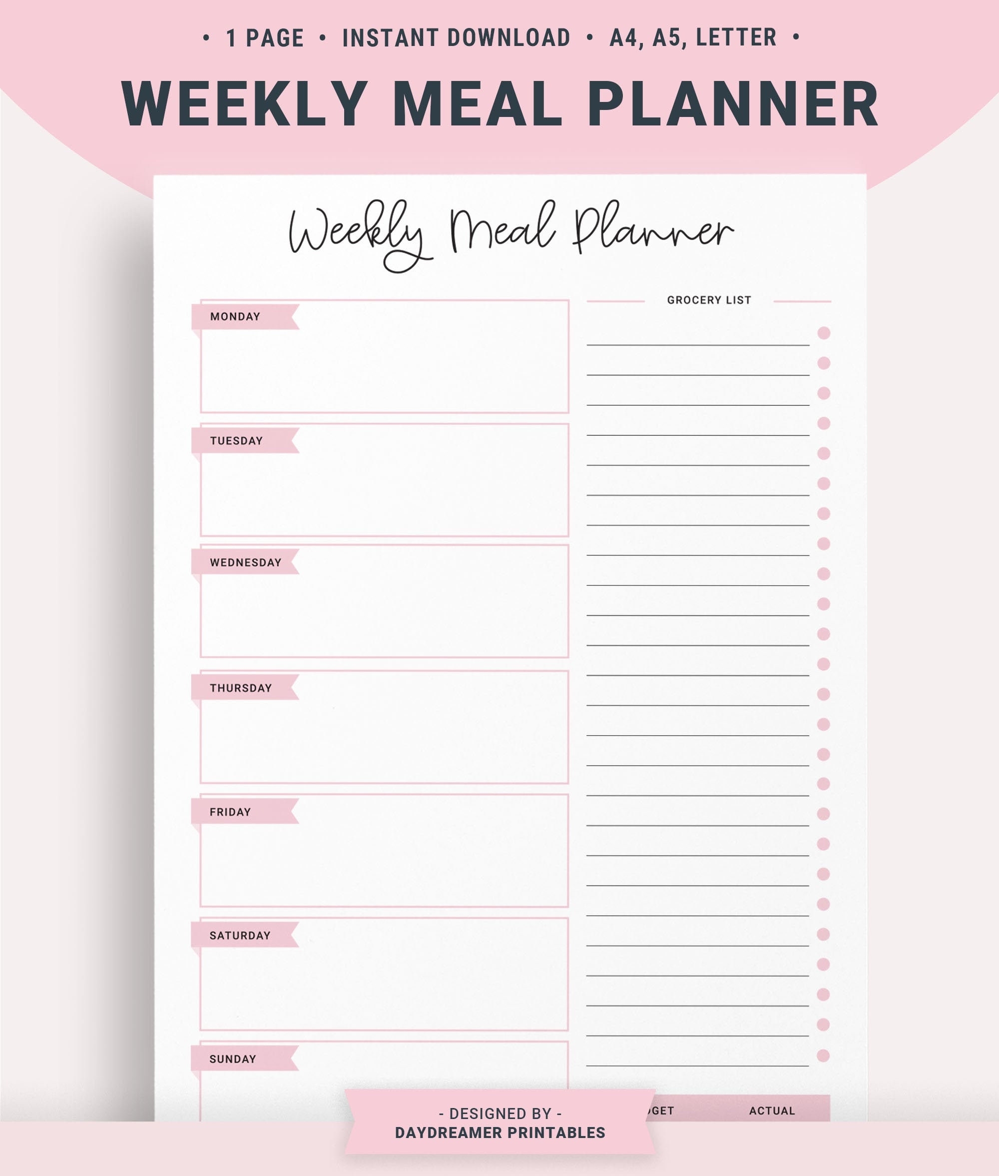 Meal Planner With Shopping List Template