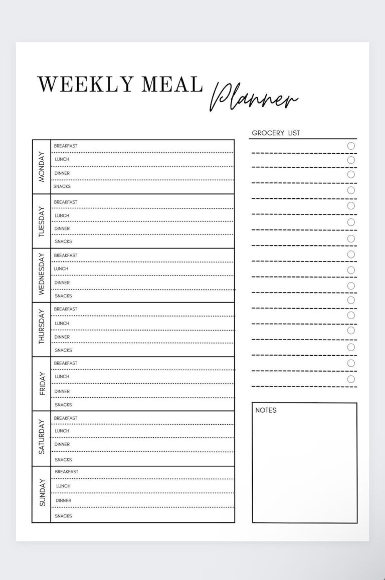 Weekly Meal Planner Grocery List meal Planning Template meal Prep menu Planner meal Planner Template meal Planner meal Planning PDF Etsy