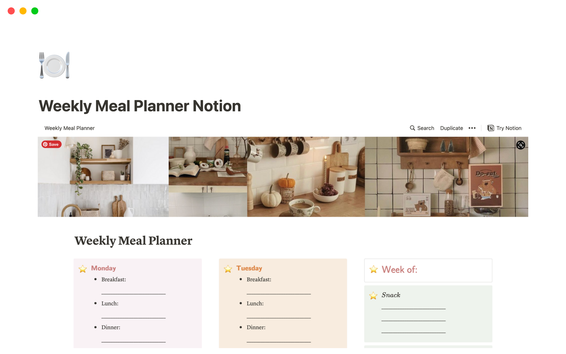 Weekly Meal Planner Template By Lamina Notion Marketplace