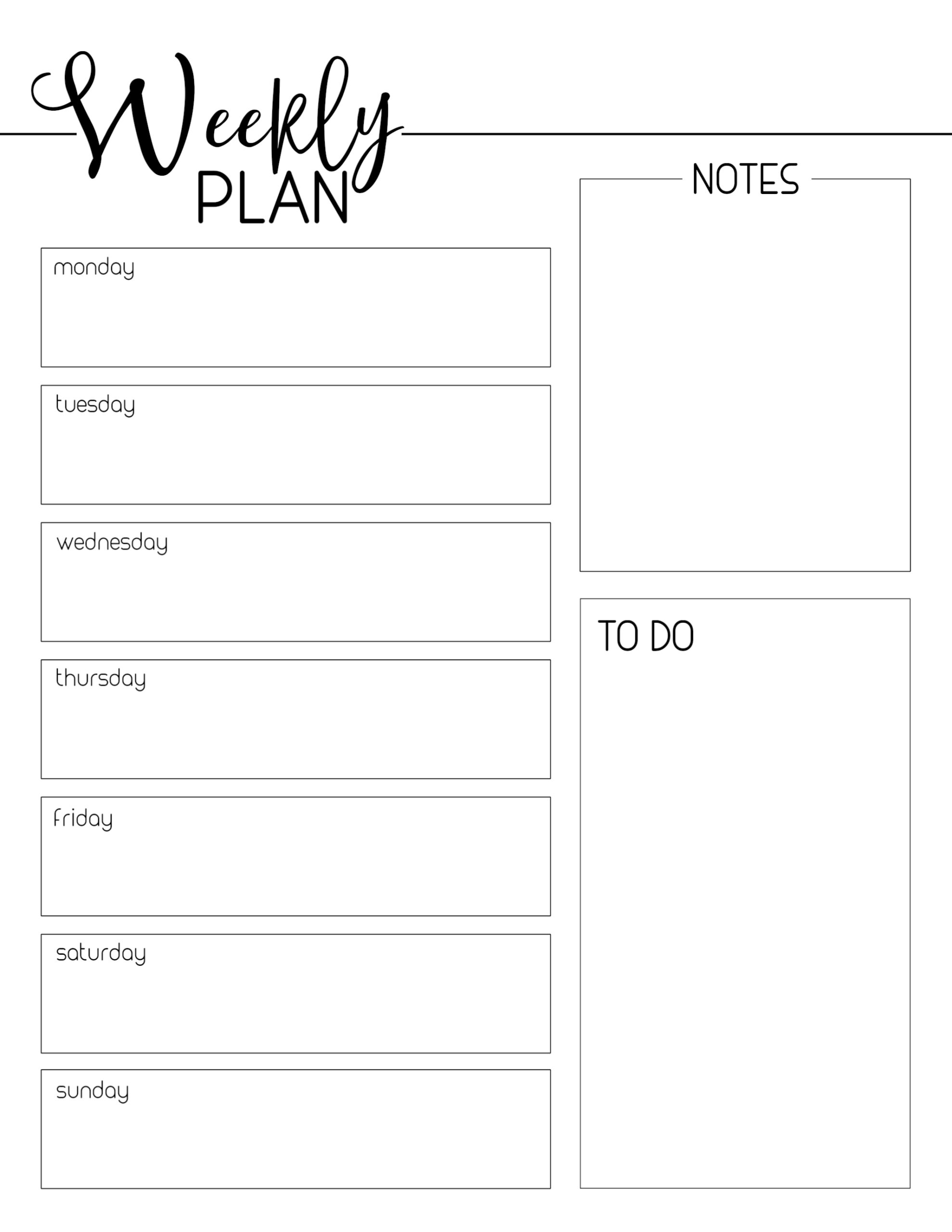 Free Weekly Planner Template Printable