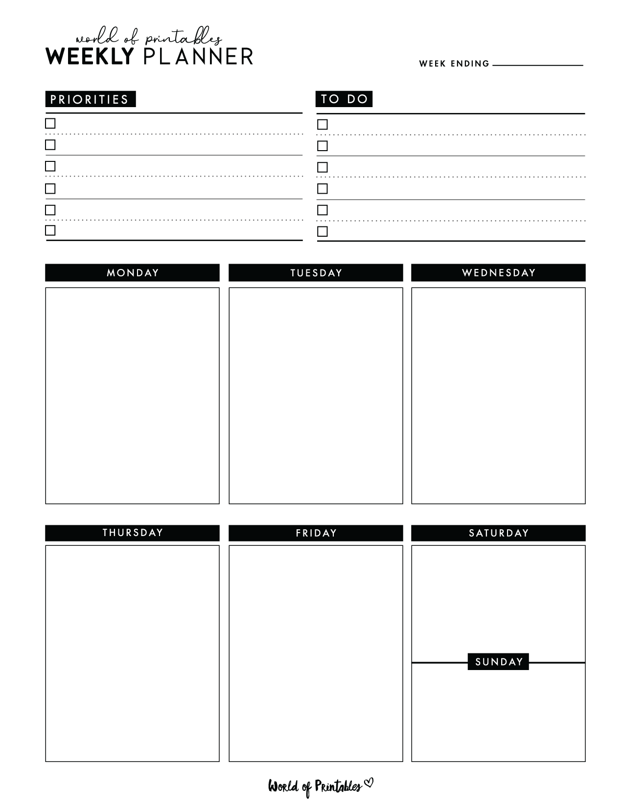 Weekly Planner Templates World Of Printables