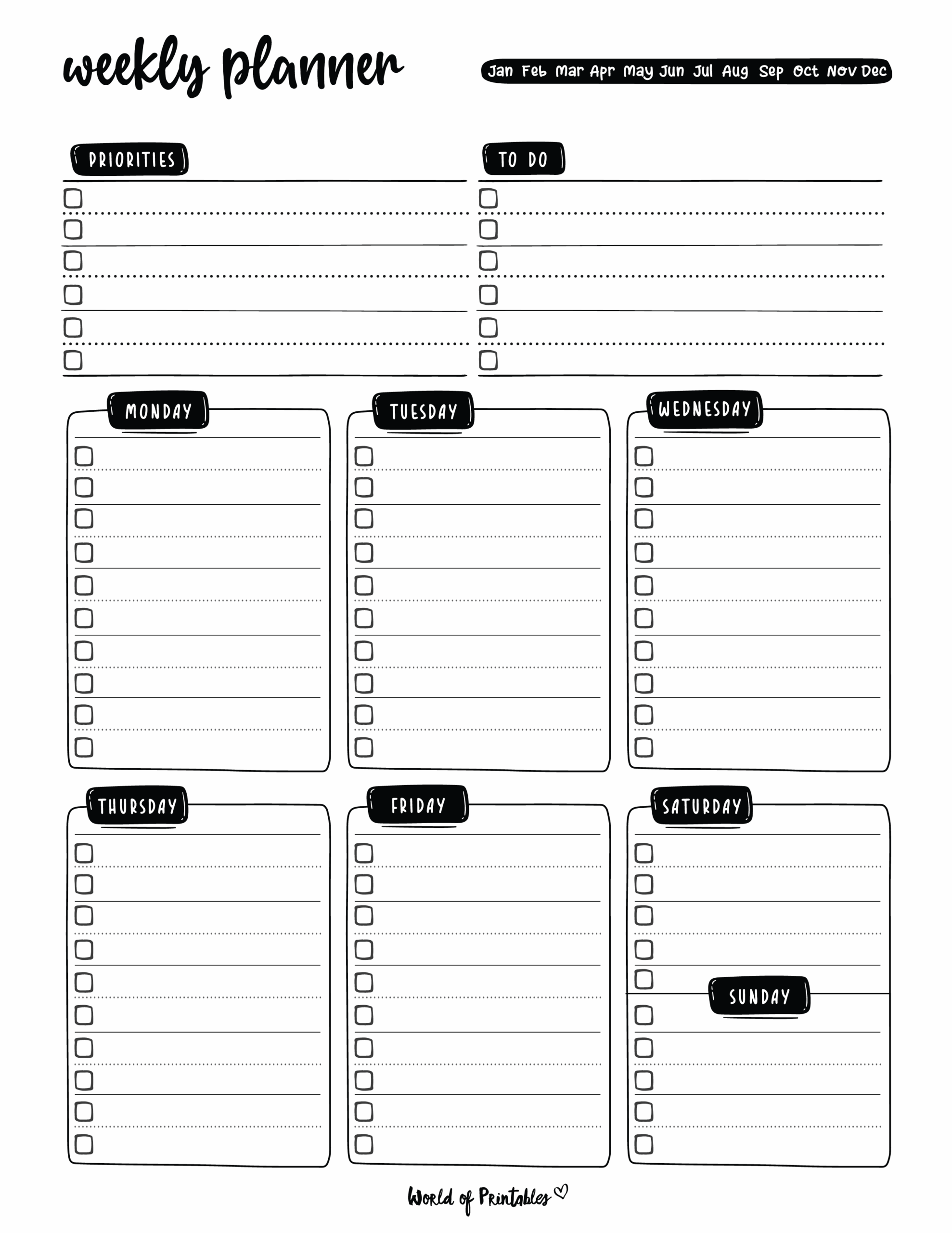 Blank Weekly Planner Printable Free
