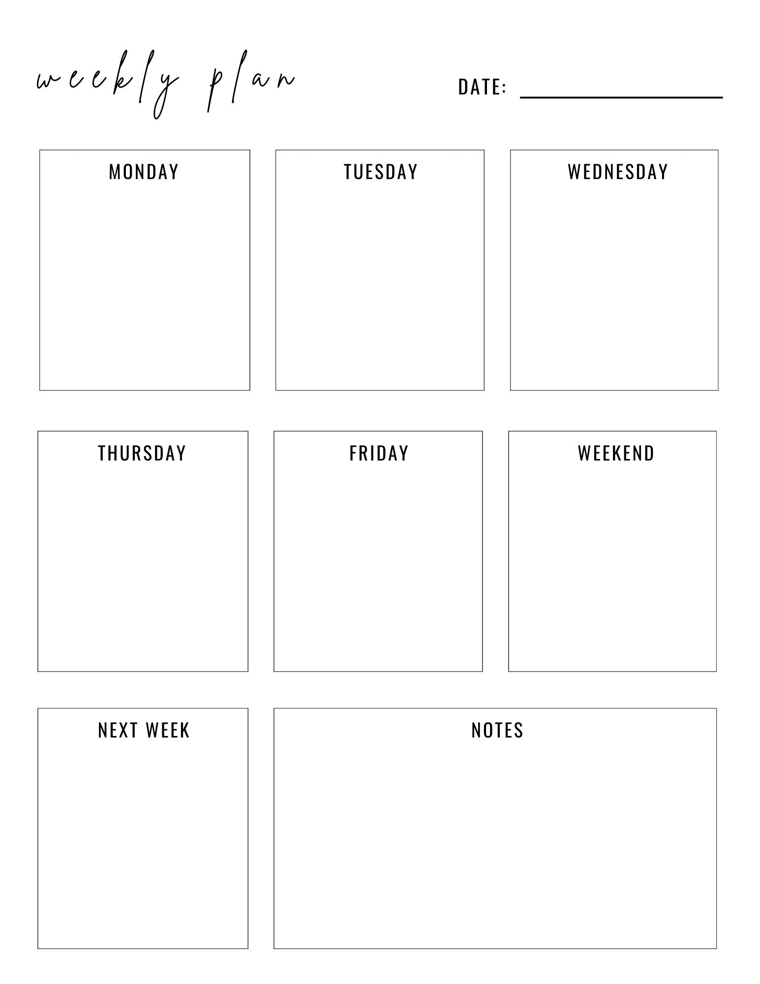 Free Weekly Planner Printable Template