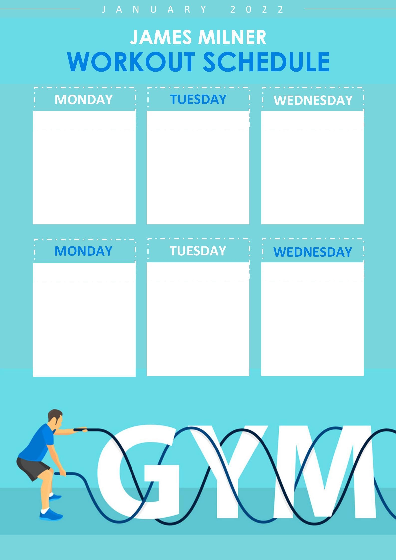 WORD Of Blue Gym Illustration Workout Planner docx WPS Free 