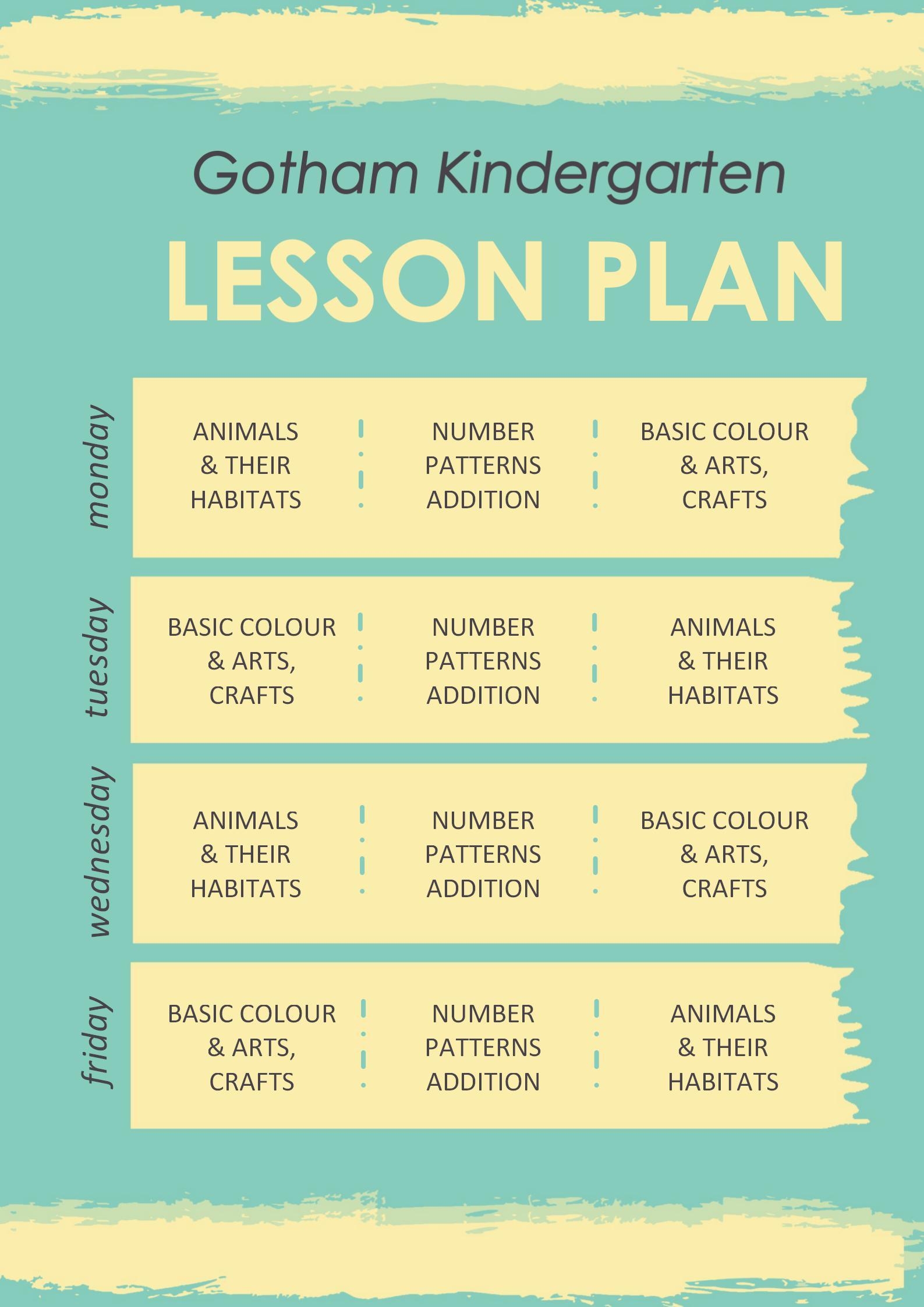 Kindergarten Lesson Plan Template