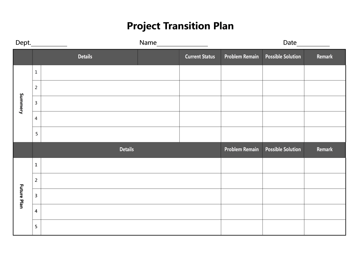 Project Transition Plan Template