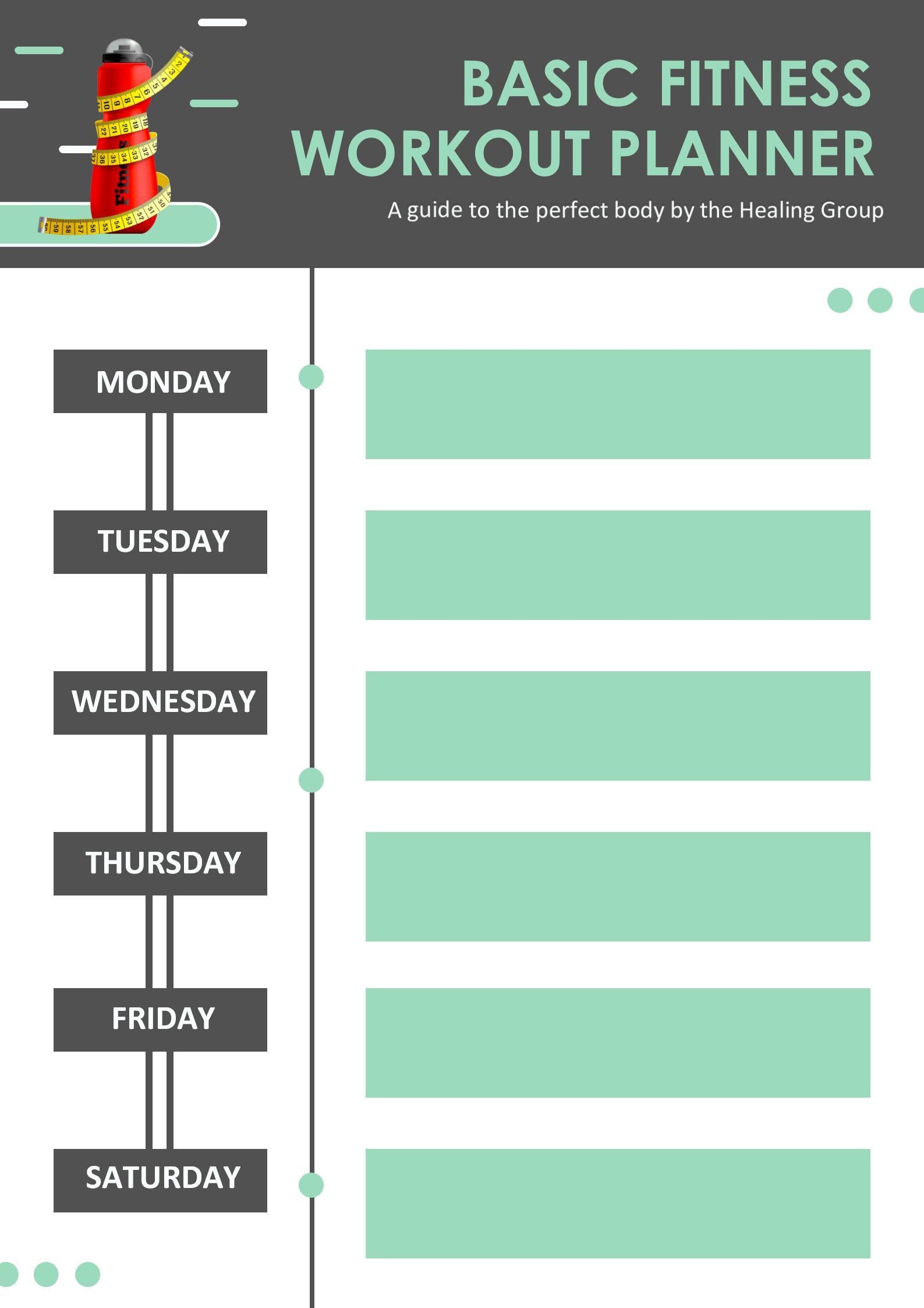 WORD Of White And Neon Simple Workout Planner docx WPS Free 