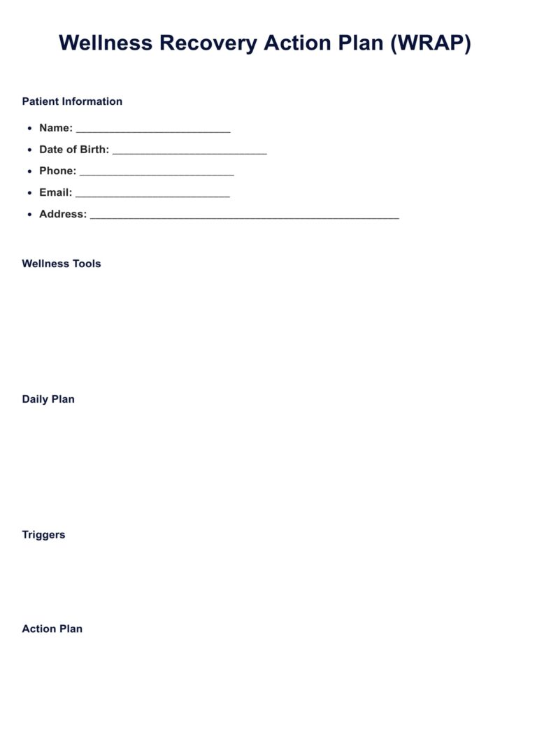 WRAP Plan Template U0026 Example Free PDF Download