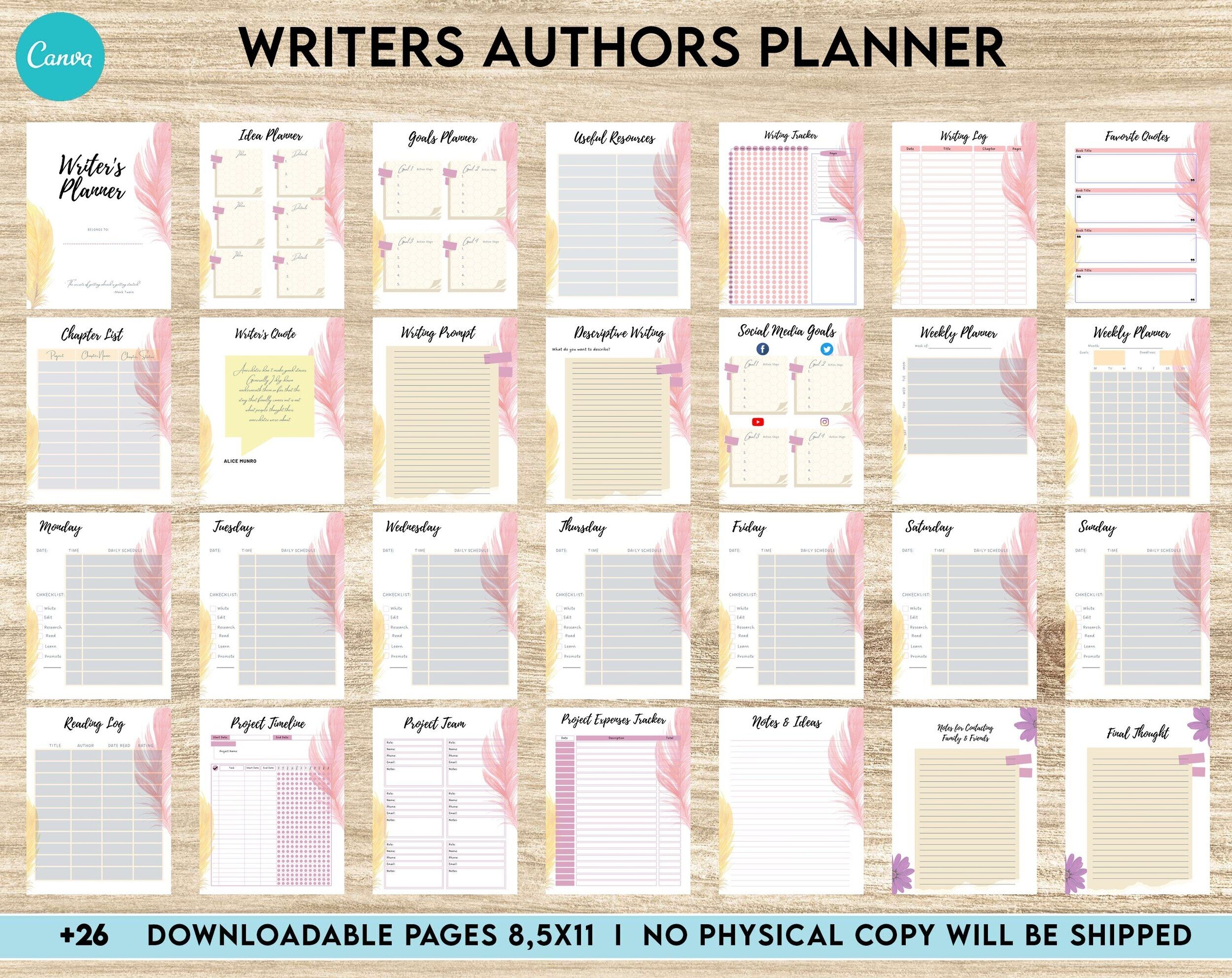 Writers Planner Organize Your Writing Routine With Our Book 