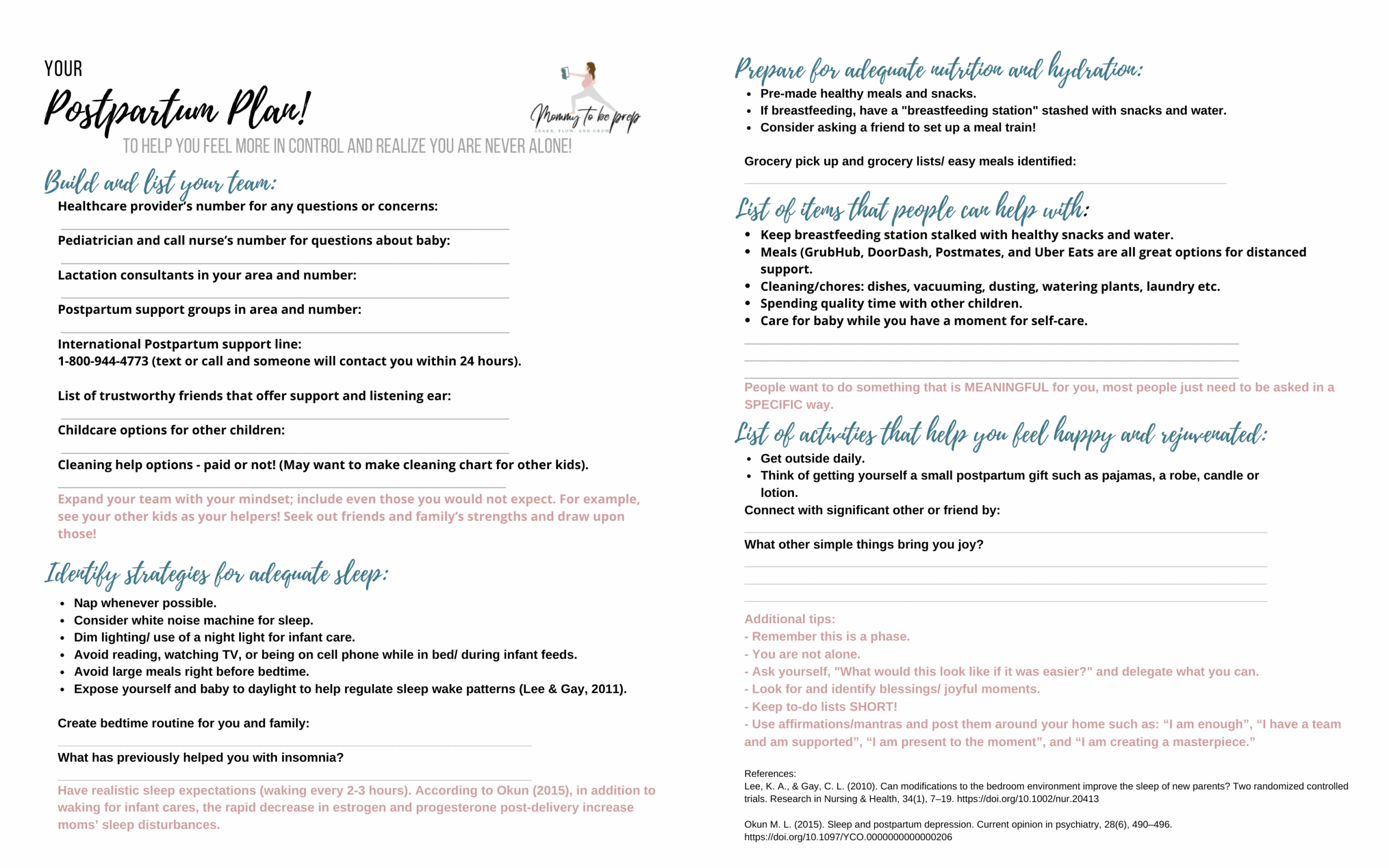 Your Postpartum Plan Mommy To Be Prep