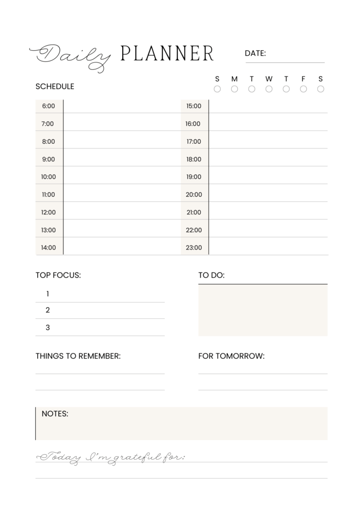 10 Free Printable Daily Planners