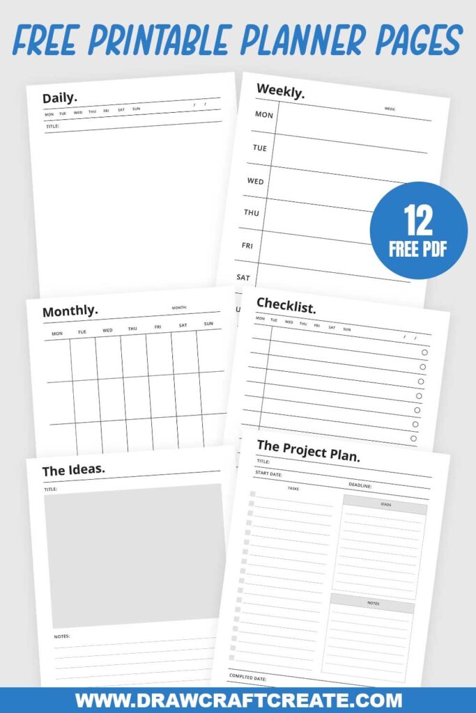 12 Free Printable Planner Pages - Draw Craft Create