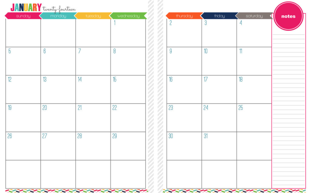 2 Page Monthly Planner Printable - Printable Blank Two Page Monthly Calendar - Free Printable