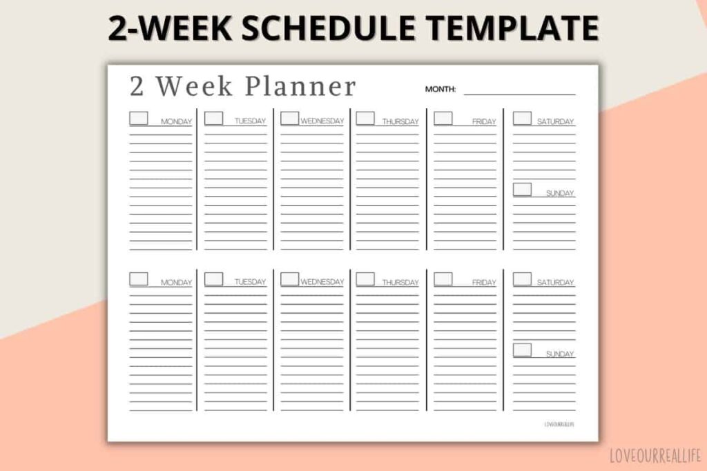 2 Week Blank Calendar Printable - 2026 Calendar Printable