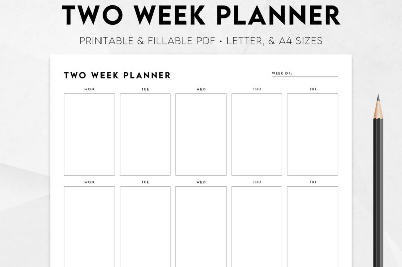2 Week Planner Free Printable - Download and print Free Printable 2 Week Calendar (Free PDF)