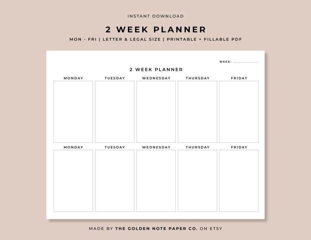 2 Week Planner Free Weekly Schedule Templates For Excel Smartsheet